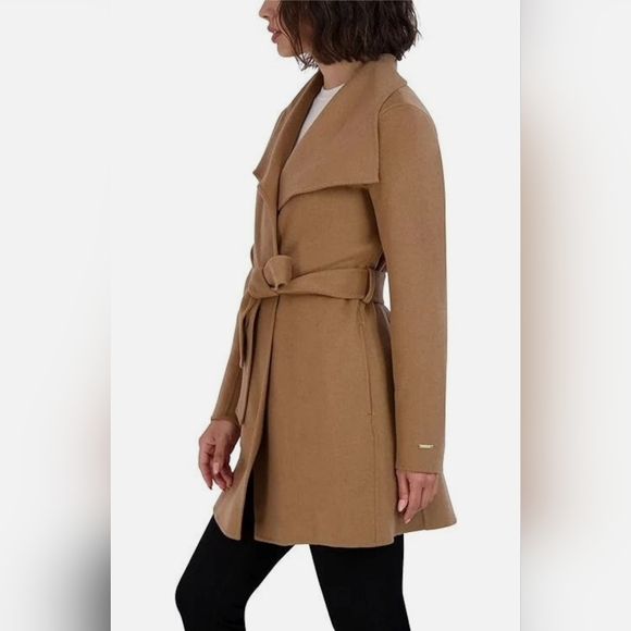 NWOT Tahari Camel Belted Wrap Coat Size XL - Picture 3 of 11